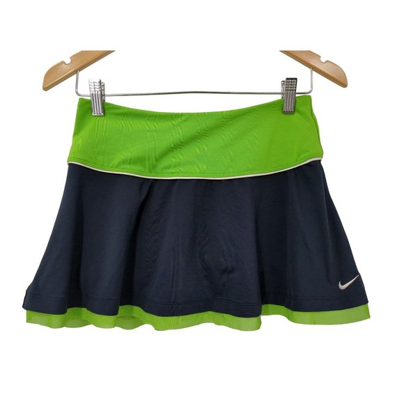 Nike Tennis Golf Skort Blue Green Elastic Waist Dri Fit Womens Small - Picture 1 of 7